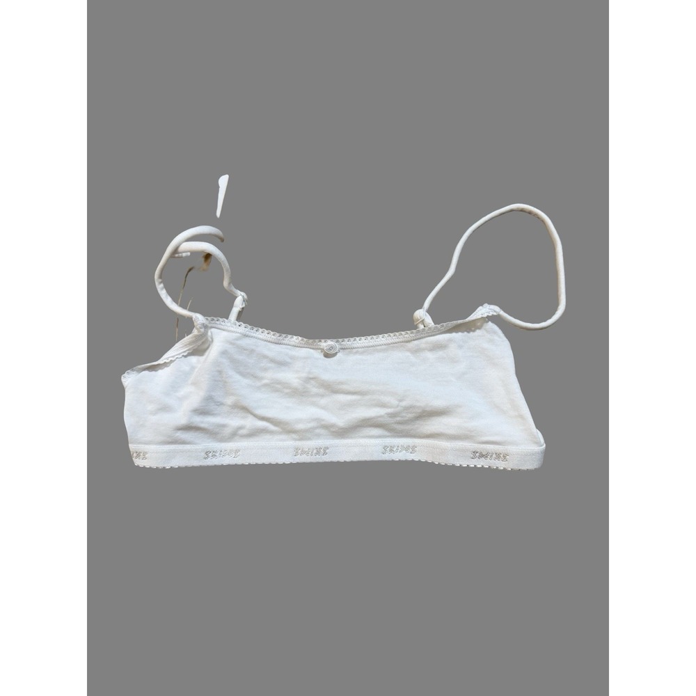 Skims Lightweight Cotton Logo Picot Scoop Bralette Snow White BR-BRL-11450W S - Picture 3 of 5